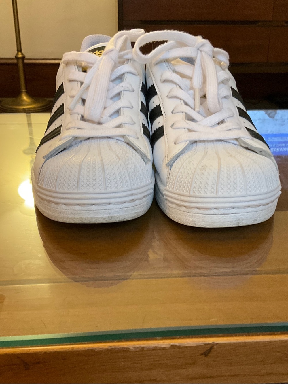 Adidas Big Kids Superstar Sneakers - White with Black Stripes - Picture 2 of 7